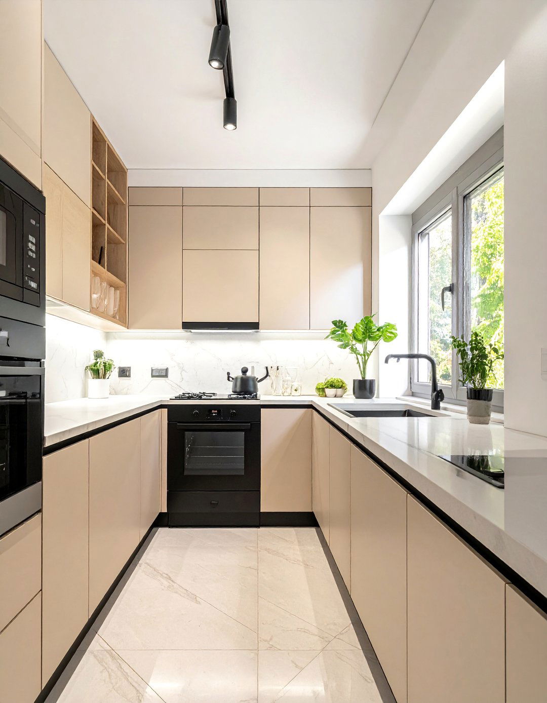 Small Kitchen with Black Appliances in a Galley Layout - 20 Small Kitchen with Black Appliances Ideas