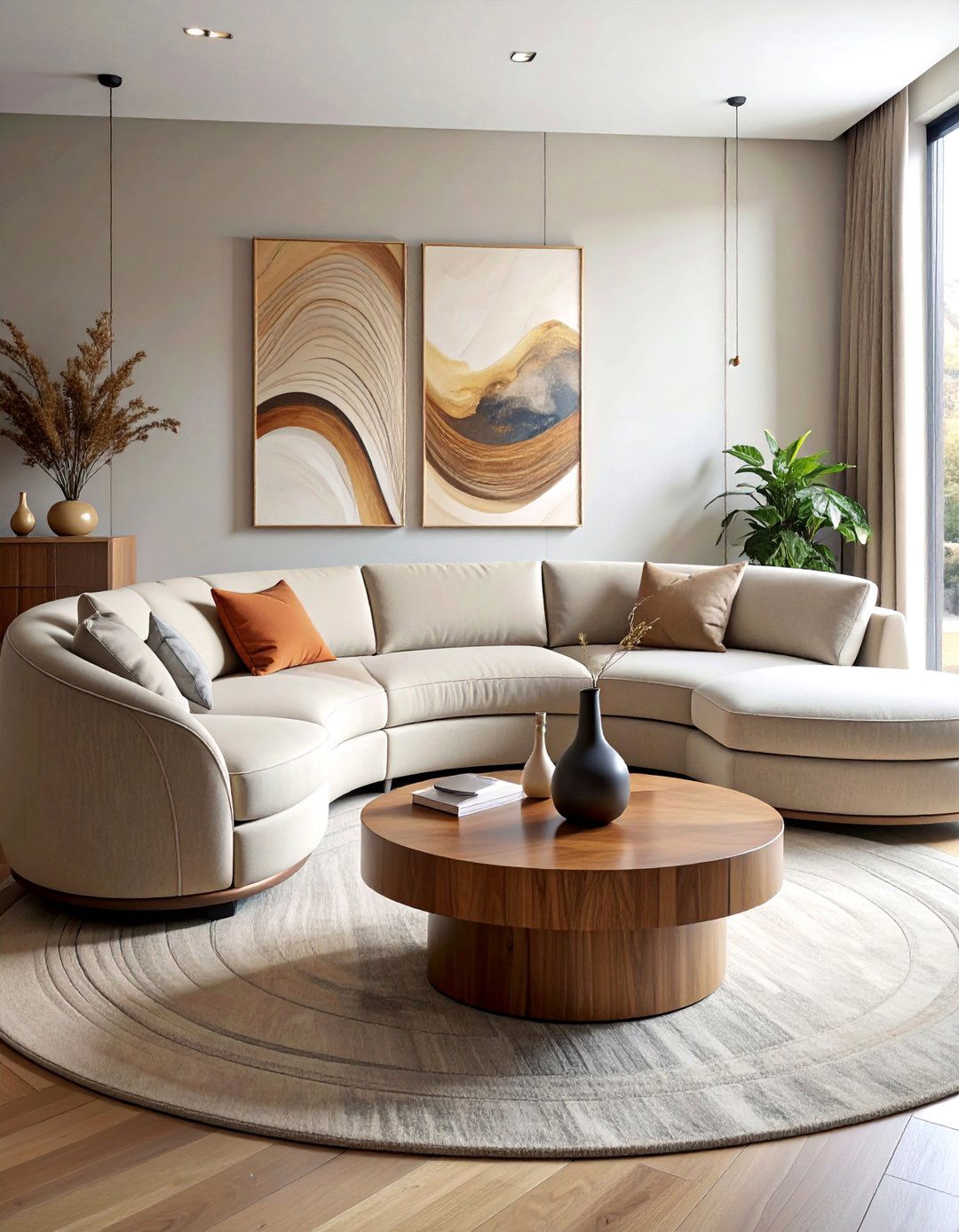 Small Space Curved Sectional Design - 30 Small Living Room Sectional Layout Ideas