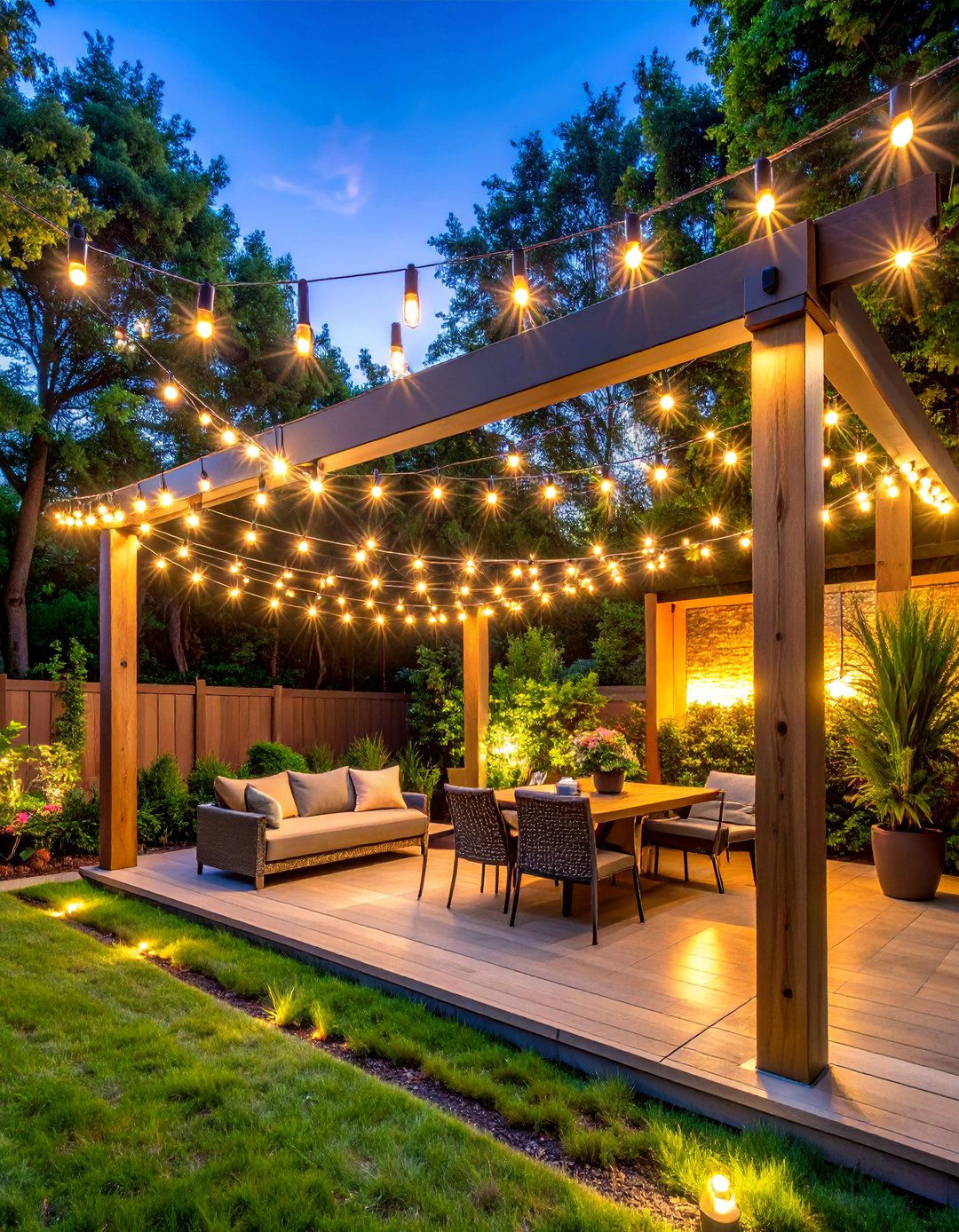 Smart Solar String Light Canopies - 40 Backyard Lighting Ideas to Illuminate Your Space