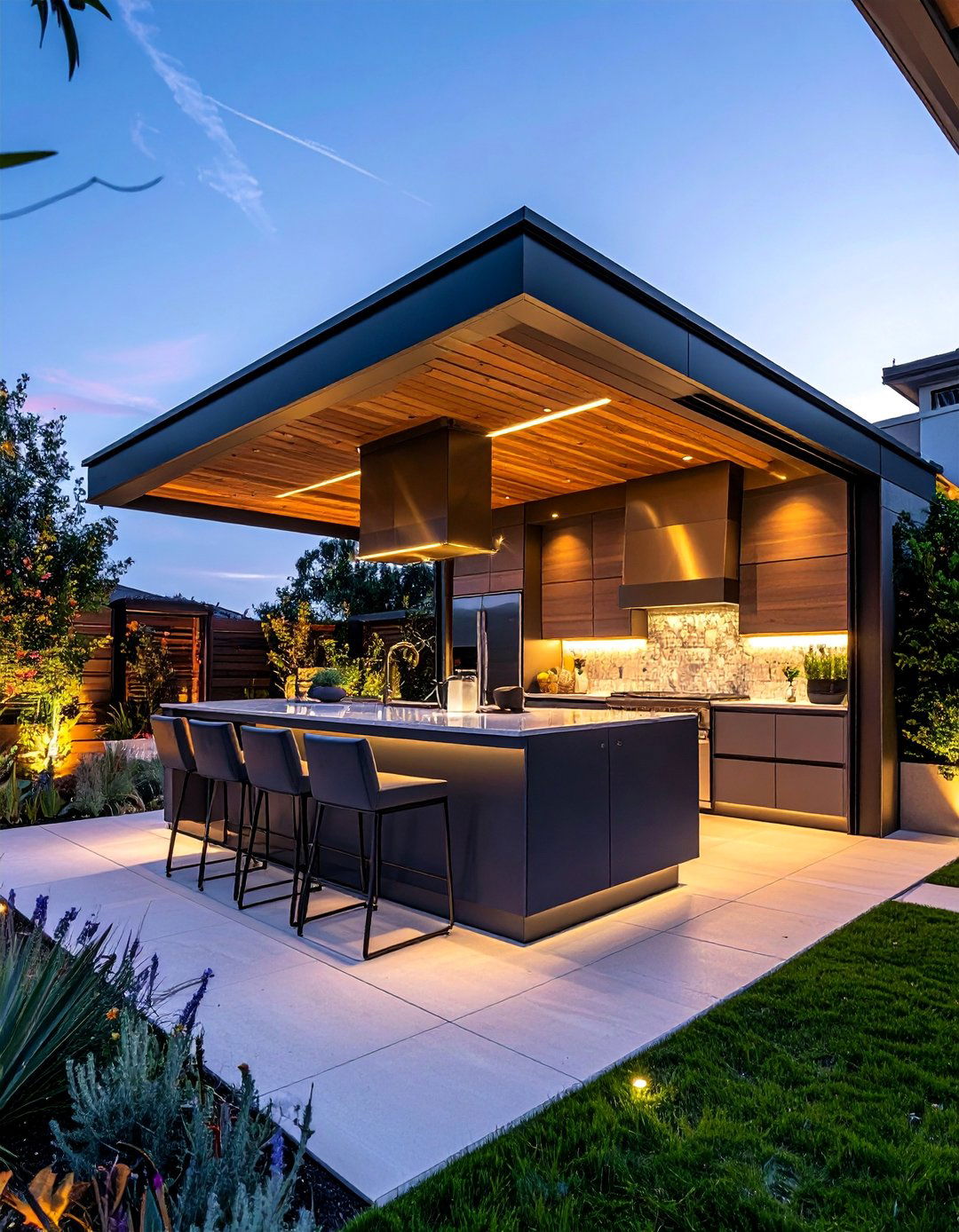 Smart Technology Covered Kitchens - 25 Covered Outdoor Kitchen Ideas for Year-Round Cooking