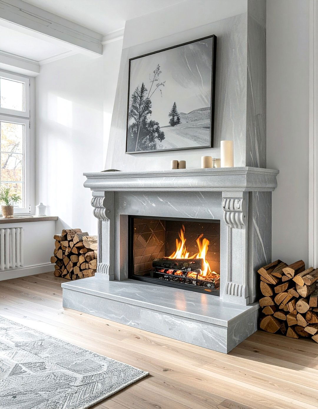Soapstone Scandinavian Fireplace Designs - 20 Scandinavian Fireplace Ideas for Cozy Warmth