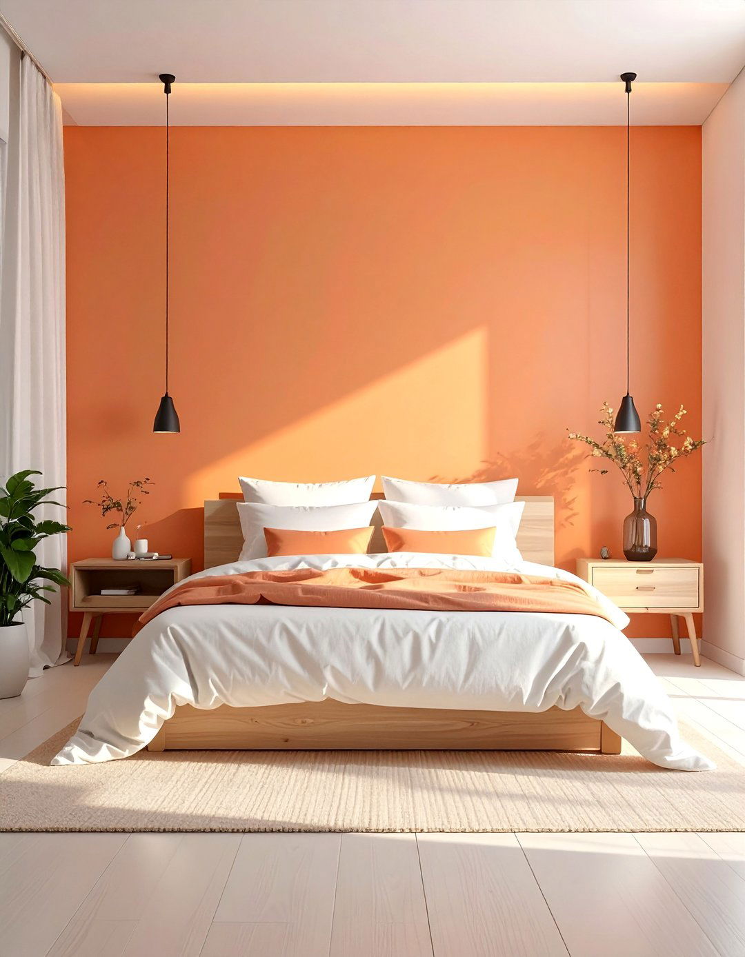 Soft Peach Walls for a Serene Orange Bedroom - 30 Orange Room Ideas to Brighten Your Home