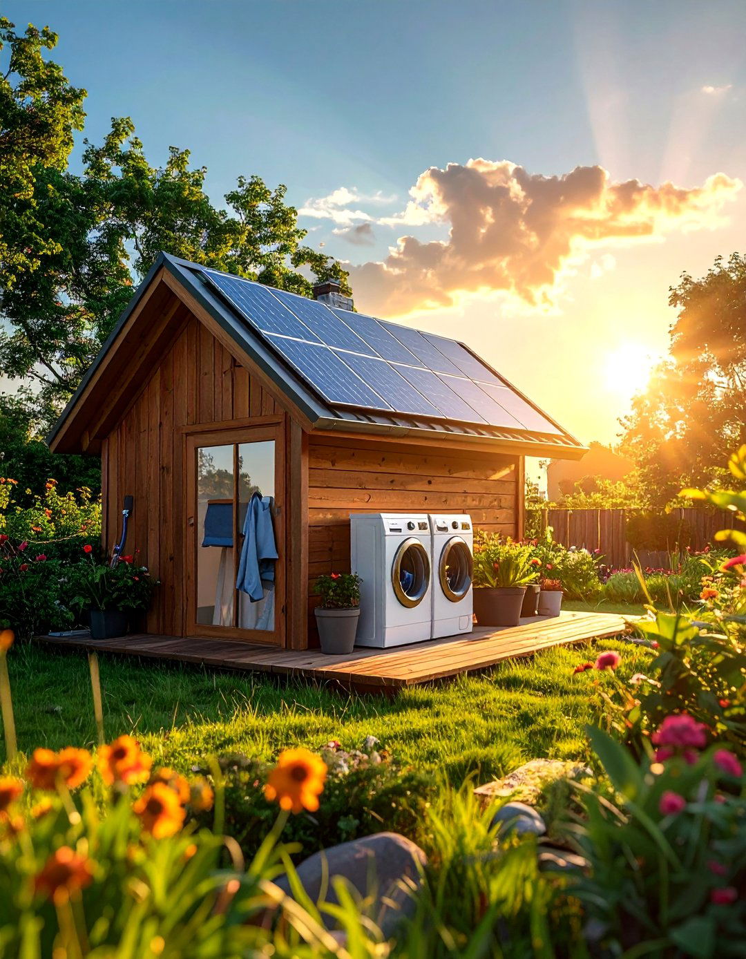 Solar Powered Off Grid Outdoor Laundry Hut - 30 Outdoor Laundry Room Ideas for Functionality