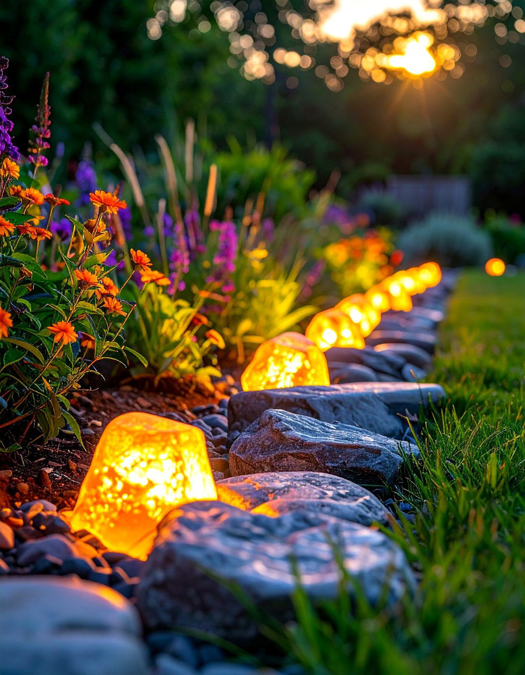 Solar Rock Garden Lighting - 40 Backyard Lighting Ideas to Illuminate Your Space