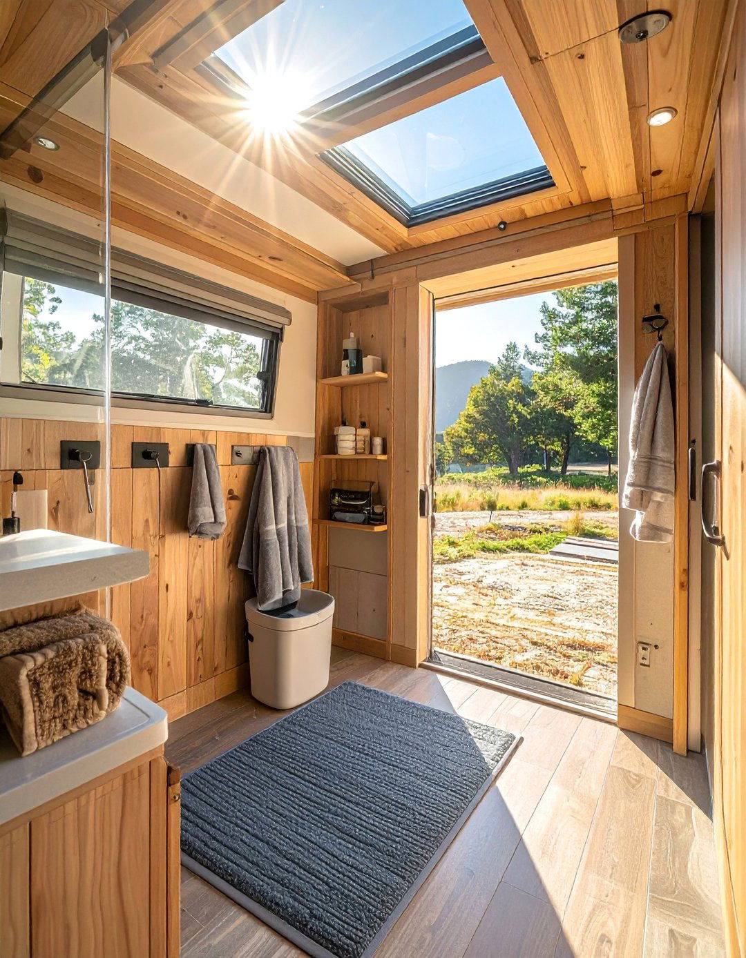 Solar Shower Spa - 30 RV Campsite Decorating Ideas for a Cozy Outdoor Retreat