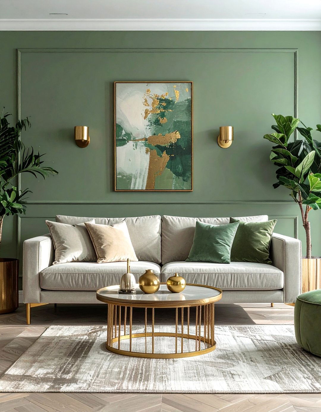 Sophisticated Sage Green for a Living Room Accent Wall - 40 Sage Green Paint Color Ideas for a Serene Home
