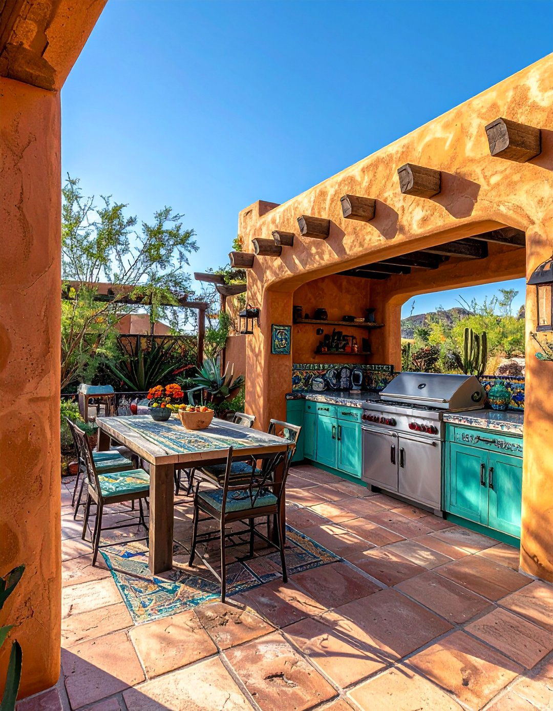 Southwestern Adobe Style Kitchen - 20 Outdoor Kitchen with a Gazebo Ideas for Entertaining