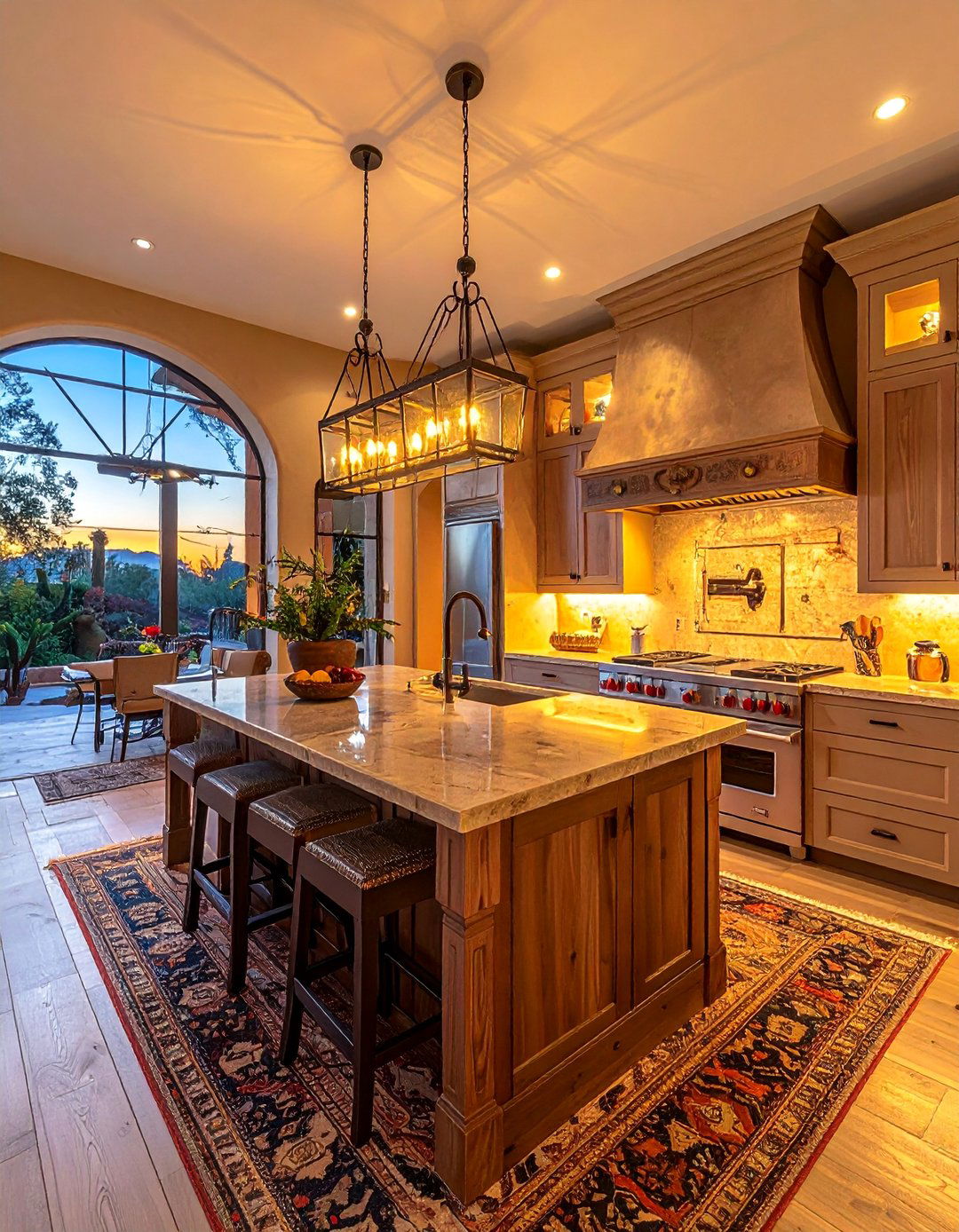 Southwestern Kitchen with Layered Warm Lighting - 25 Southwestern Kitchen Ideas for a Cozy, Rustic Vibe