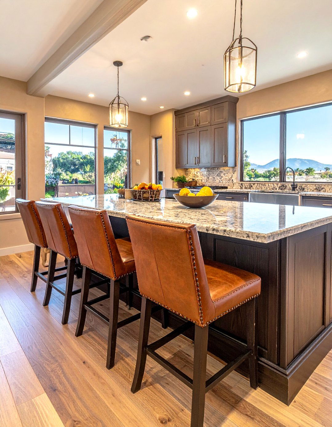 Southwestern Kitchen with Leather Accented Bar Stools - 25 Southwestern Kitchen Ideas for a Cozy, Rustic Vibe