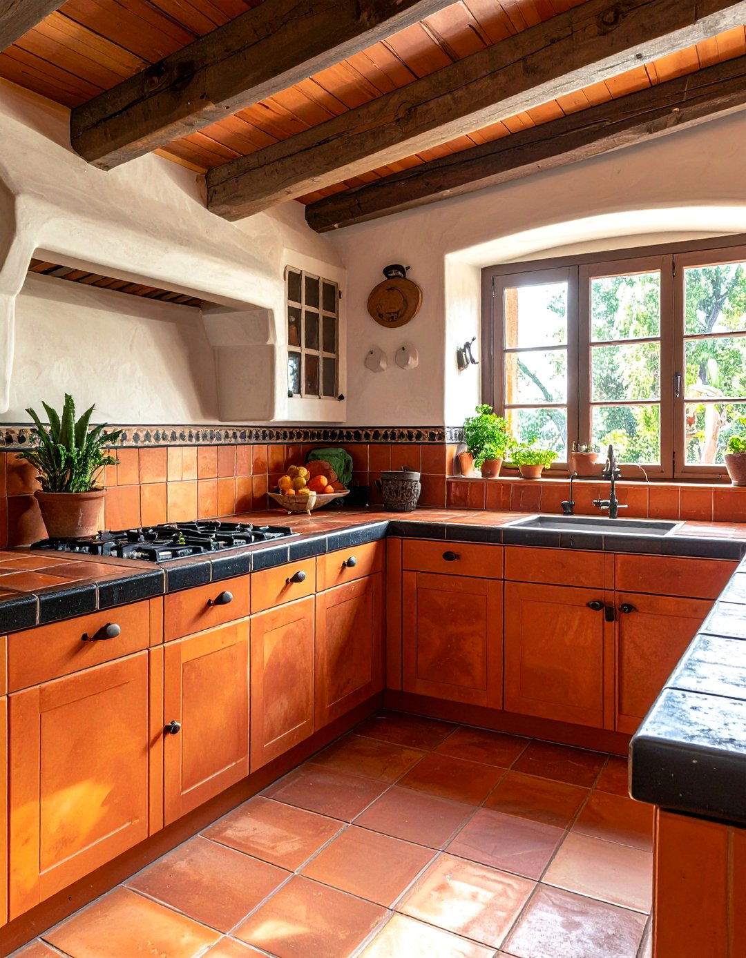 Southwestern Kitchen with Saltillo Tile Countertops - 25 Southwestern Kitchen Ideas for a Cozy, Rustic Vibe