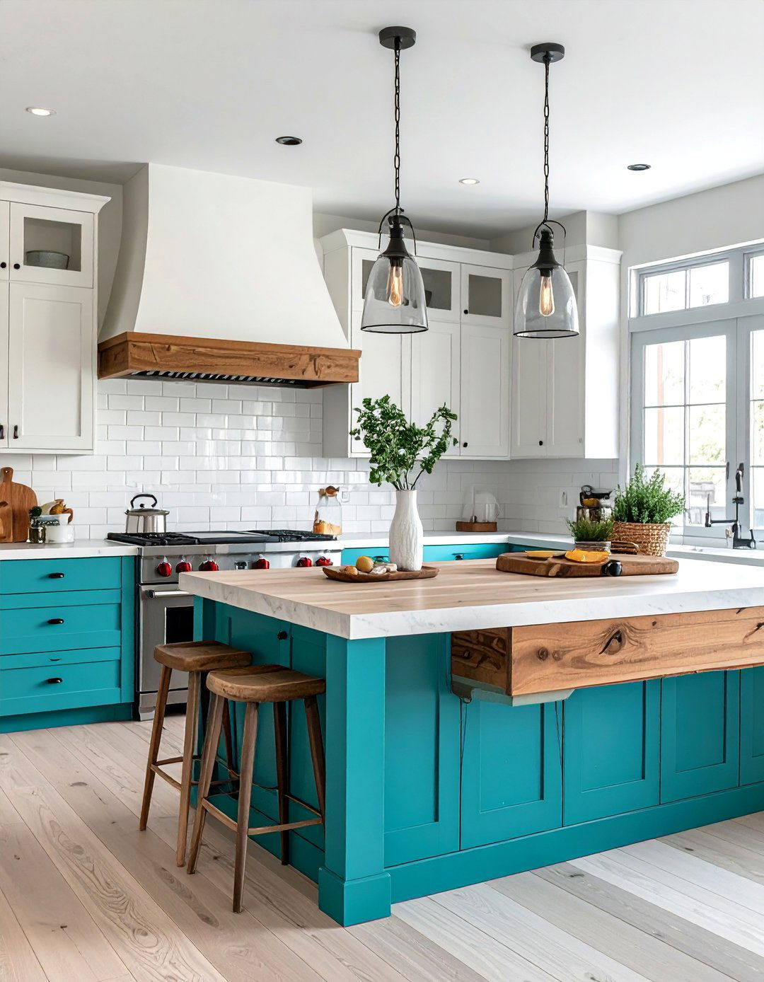 Southwestern Kitchen with Turquoise Cabinet Accents - 25 Southwestern Kitchen Ideas for a Cozy, Rustic Vibe
