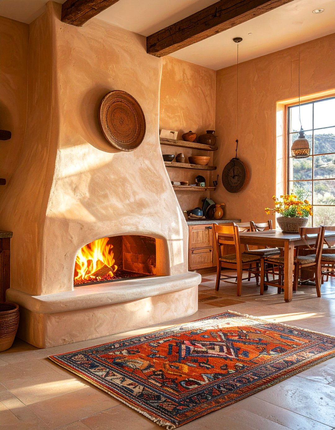 Southwestern Kitchen with a Kiva Style Fireplace - 25 Southwestern Kitchen Ideas for a Cozy, Rustic Vibe