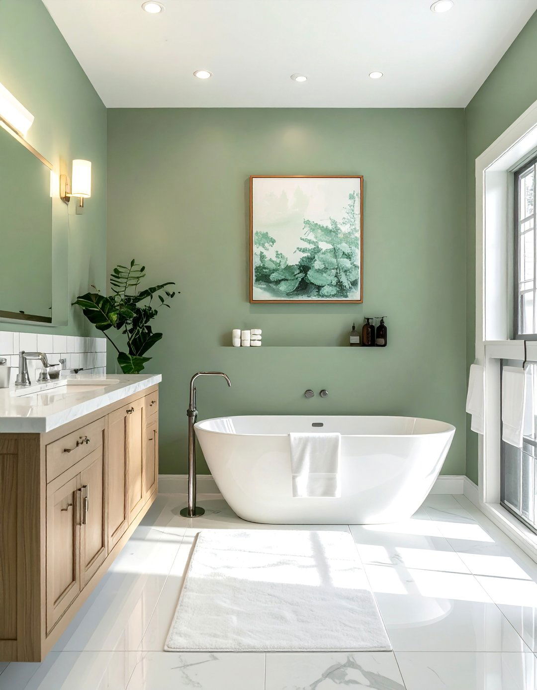 Spa Like Sage Green in a Bathroom - 40 Sage Green Paint Color Ideas for a Serene Home