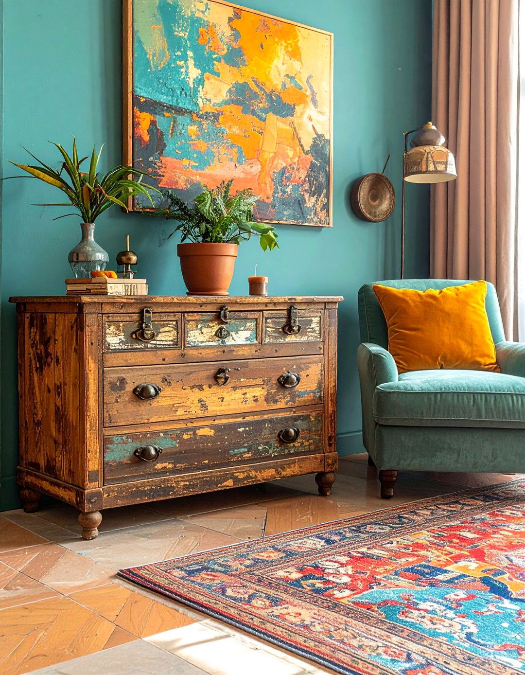 Spanish Style Living Room Incorporating Antique or Distressed Pieces - 25 Spanish Style Living Room Ideas for Warmth