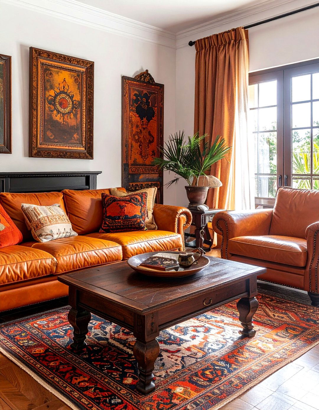 Spanish Style Living Room with Dark Wood Furniture - 25 Spanish Style Living Room Ideas for Warmth