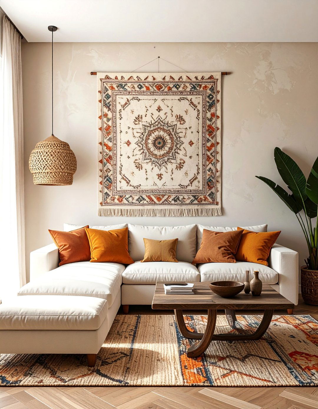 Spanish Style Living Room with Large Scale Wall Art - 25 Spanish Style Living Room Ideas for Warmth