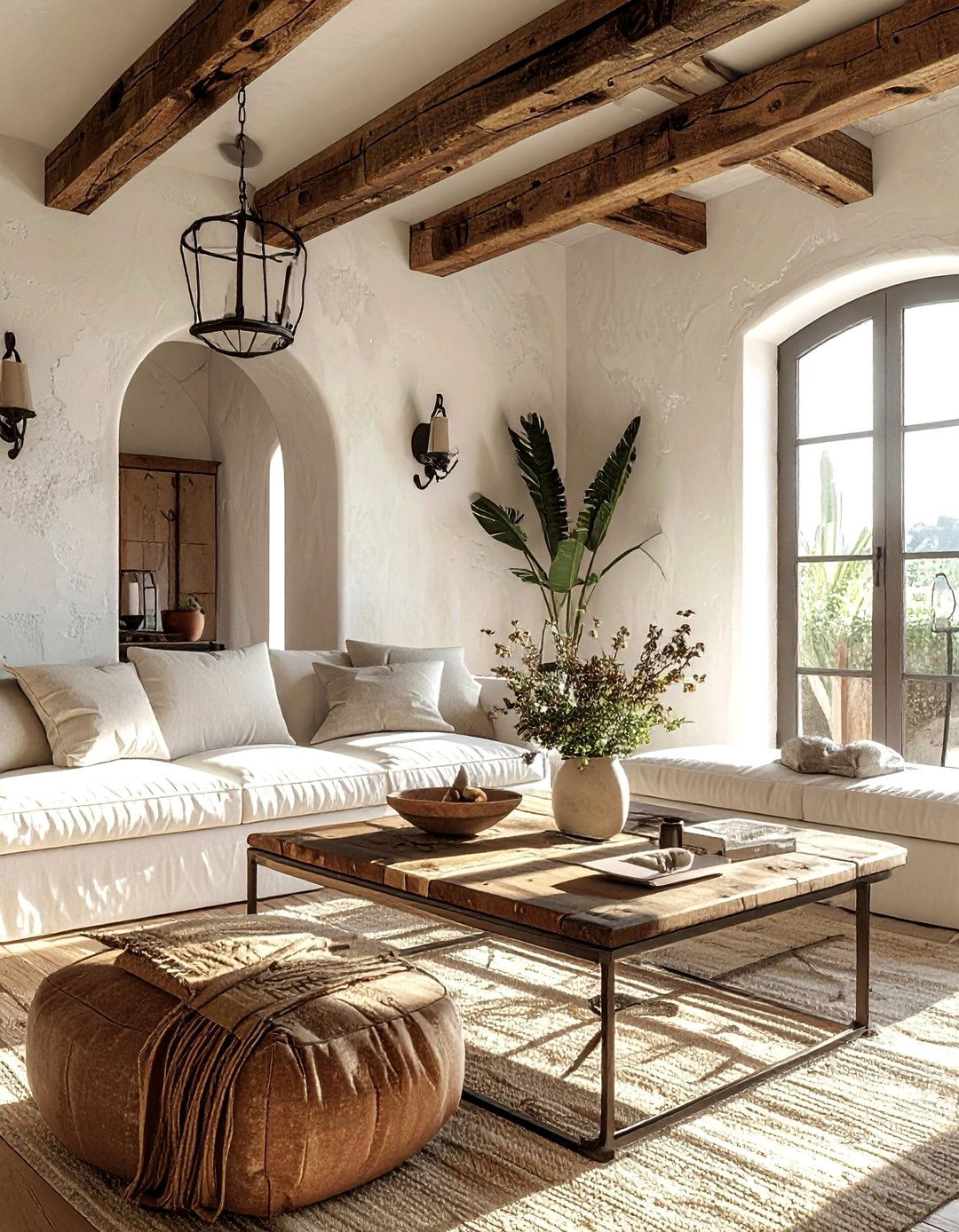 Spanish Style Living Room with Neutral Textured Walls - 25 Spanish Style Living Room Ideas for Warmth