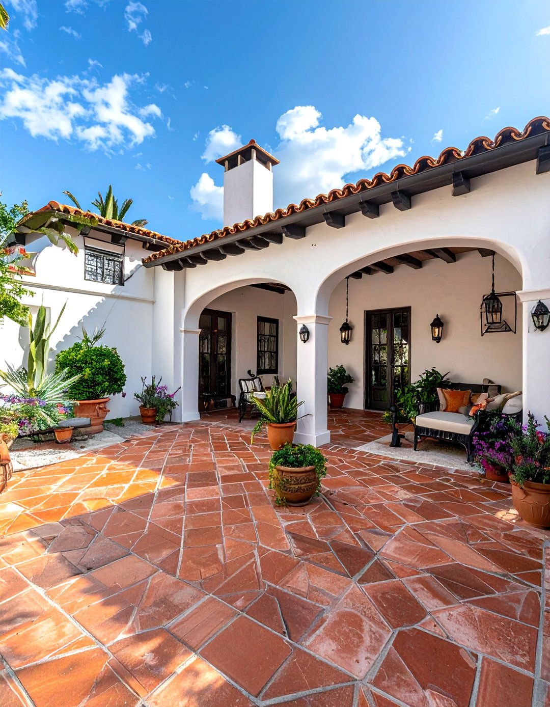 Spanish Style Terracotta Brick Floor Sunroom - 20 Brick Floor Sunroom Ideas for a Rustic Charm