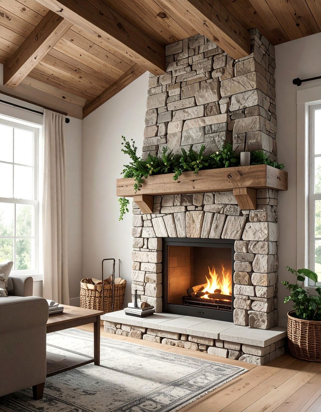 Stacked Stone Corner Fireplace - 25 Corner Fireplace Ideas to Cozy Up Your Living Space