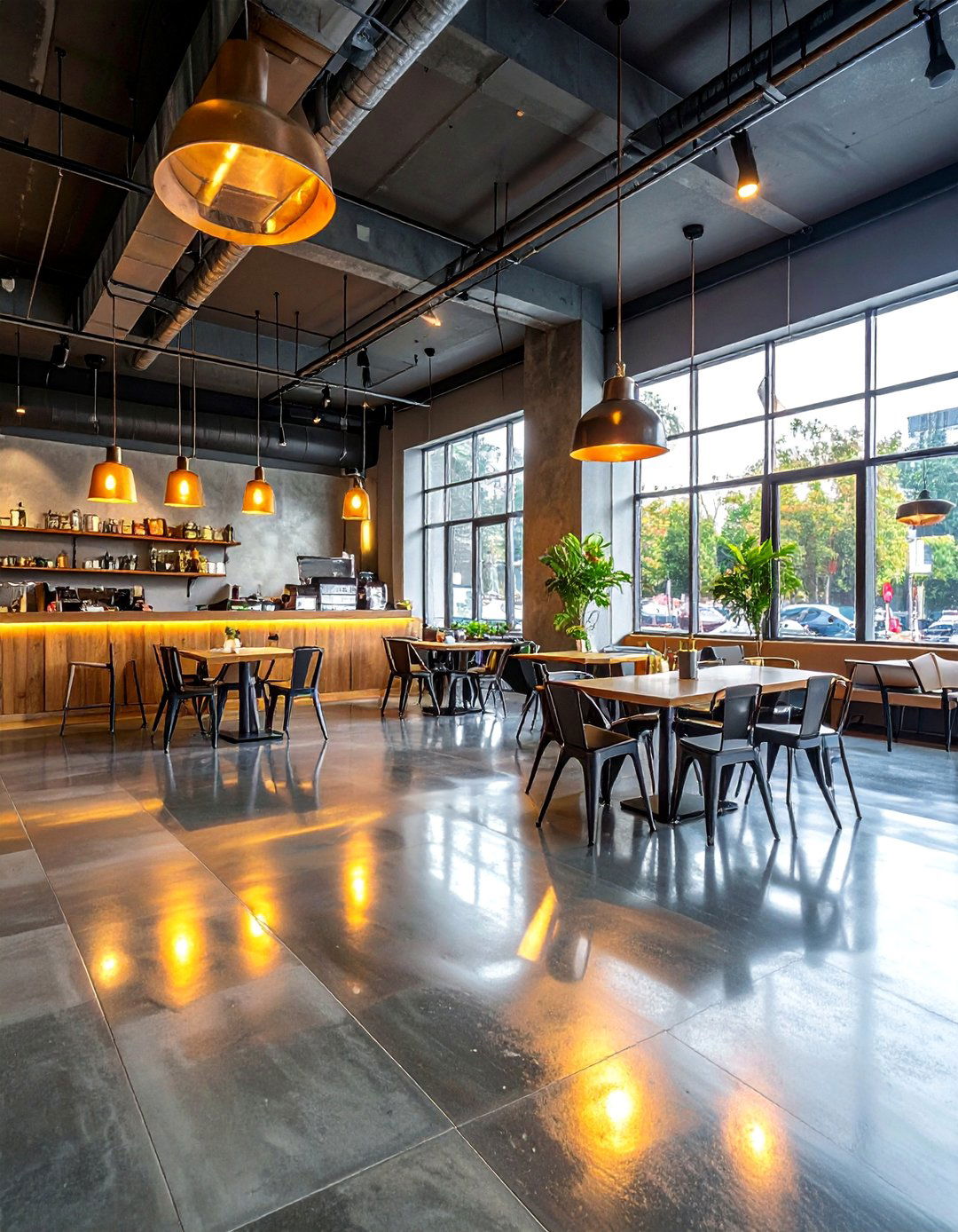 Stained Concrete Floors in a Commercial Space - 25 Stained Concrete Floors for Modern Interiors