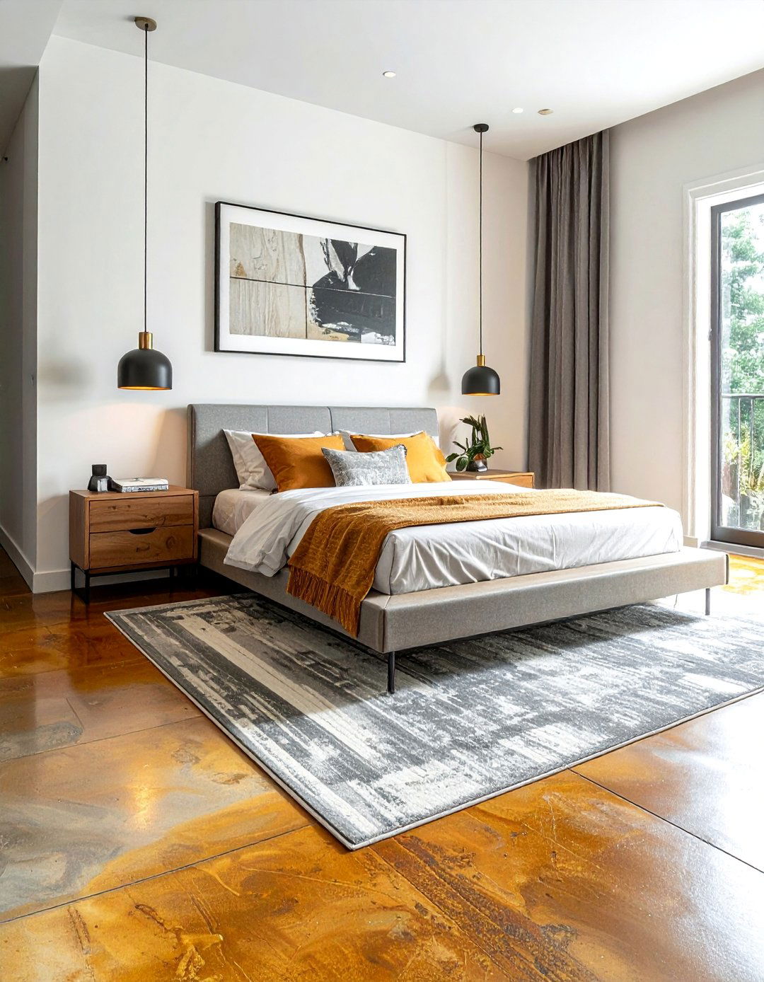 Stained Concrete Floors in the Bedroom - 25 Stained Concrete Floors for Modern Interiors