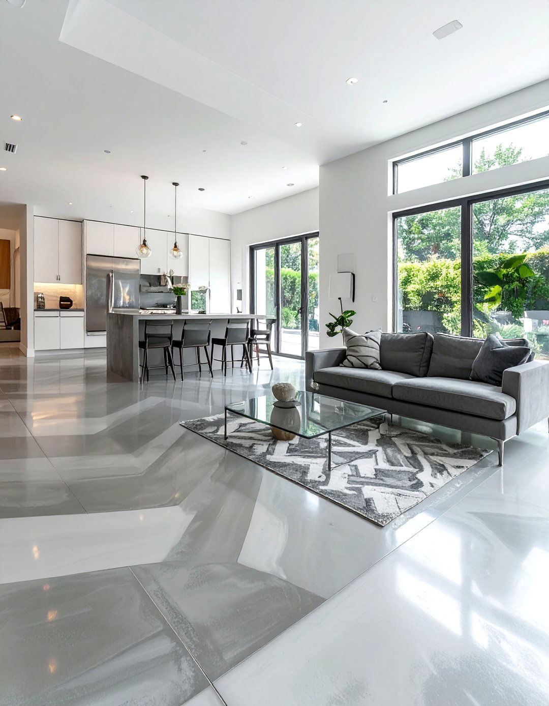 Stained Concrete Floors with Geometric Patterns