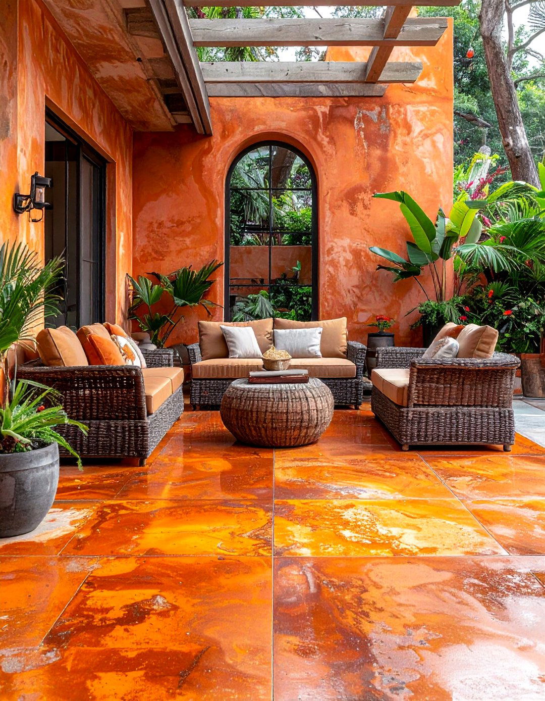Stained Concrete Garden Floor - 25 Concrete Garden Ideas to Enhance Your Outdoor Aesthetic