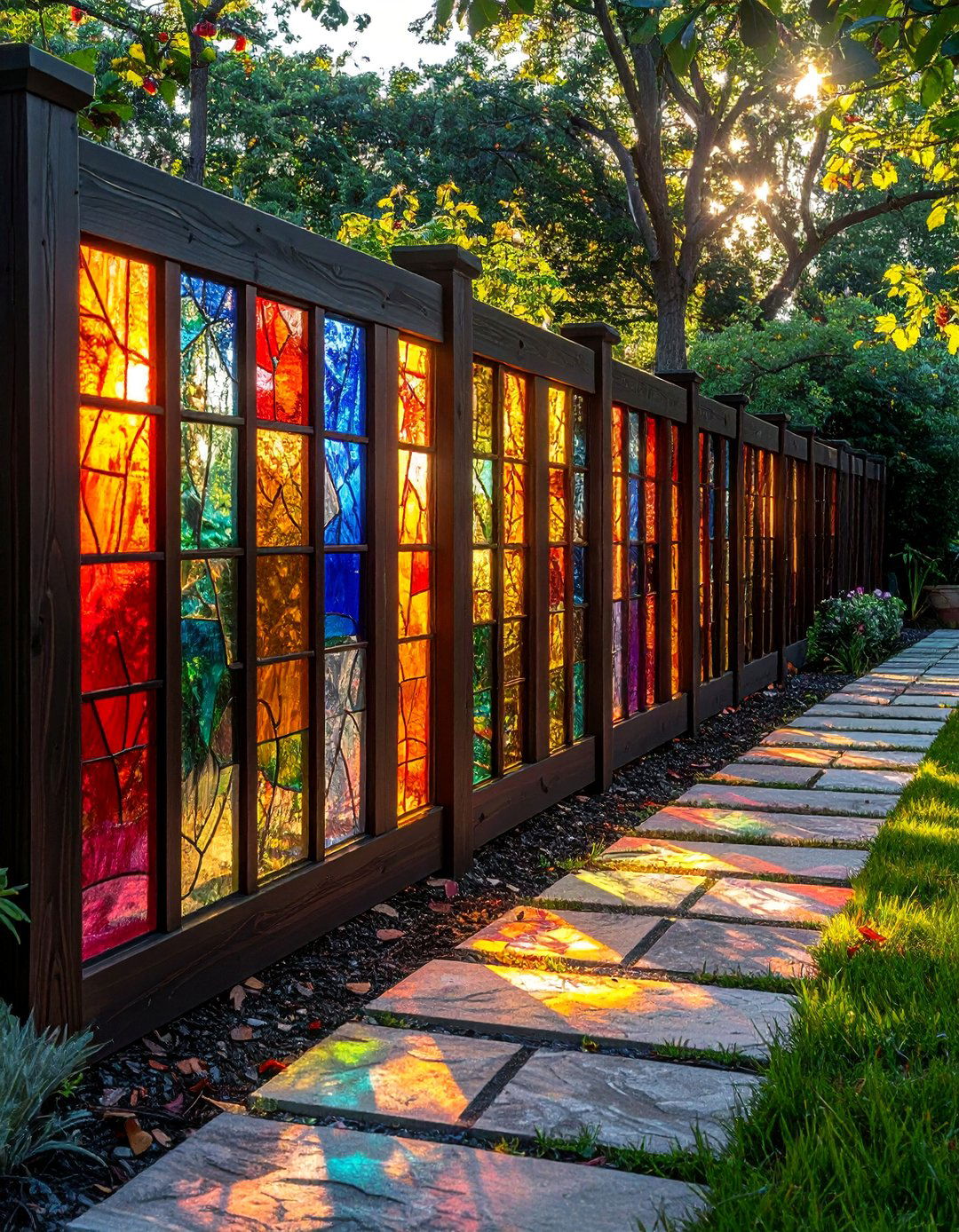 Stained Glass Accent Fence - 25 Decorative Fence Ideas to Enhance Your Outdoor Space
