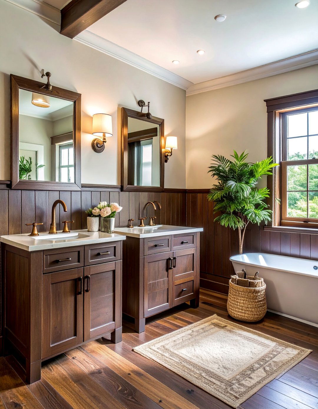 Stained Wood Beadboard Wainscoting