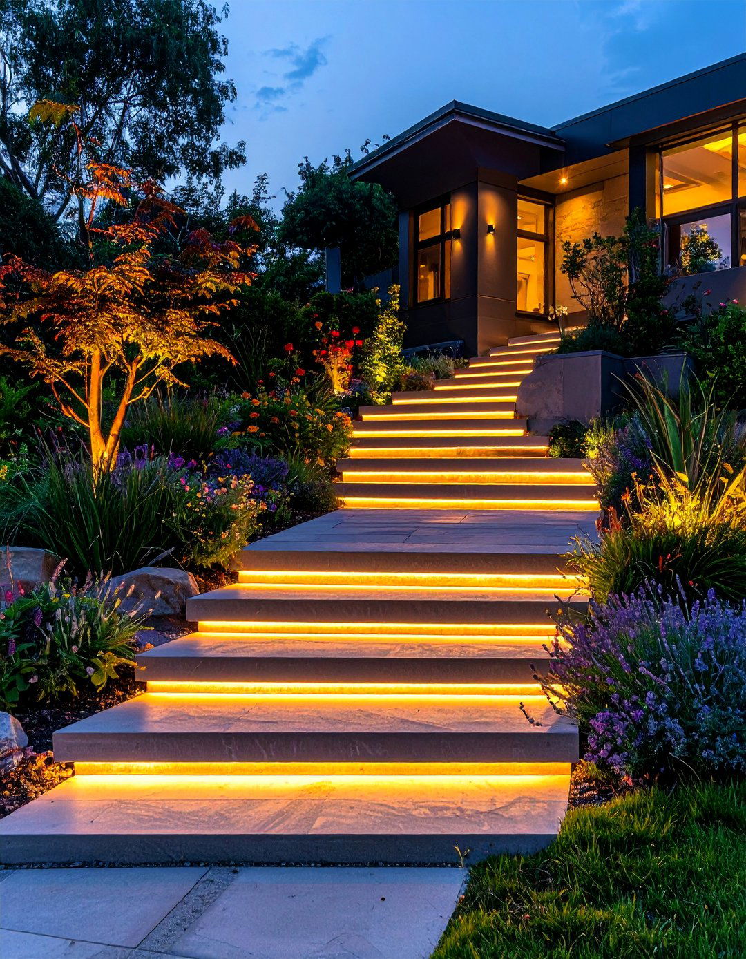 Stair Safety Illumination - 40 Garden Lighting Ideas to Illuminate Your Outdoor Space