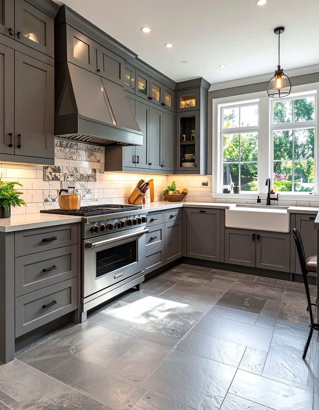 Stamped Concrete Floor Kitchen with a Tile Pattern - 25 Concrete Floor Kitchen Ideas for a Sleek Look