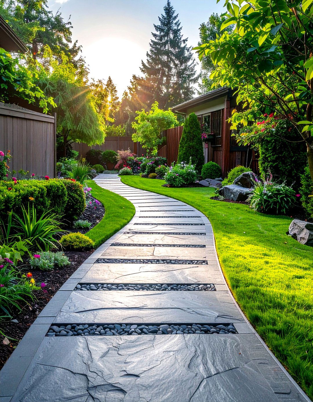 Stamped Concrete Garden Path - 30 Garden Path Ideas to Enhance Your Outdoor Space