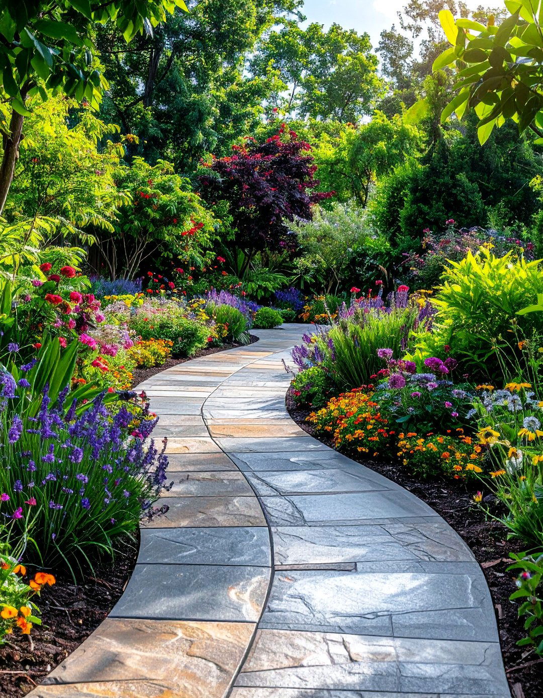 Stamped Concrete Garden Walkway - 25 Concrete Garden Ideas to Enhance Your Outdoor Aesthetic