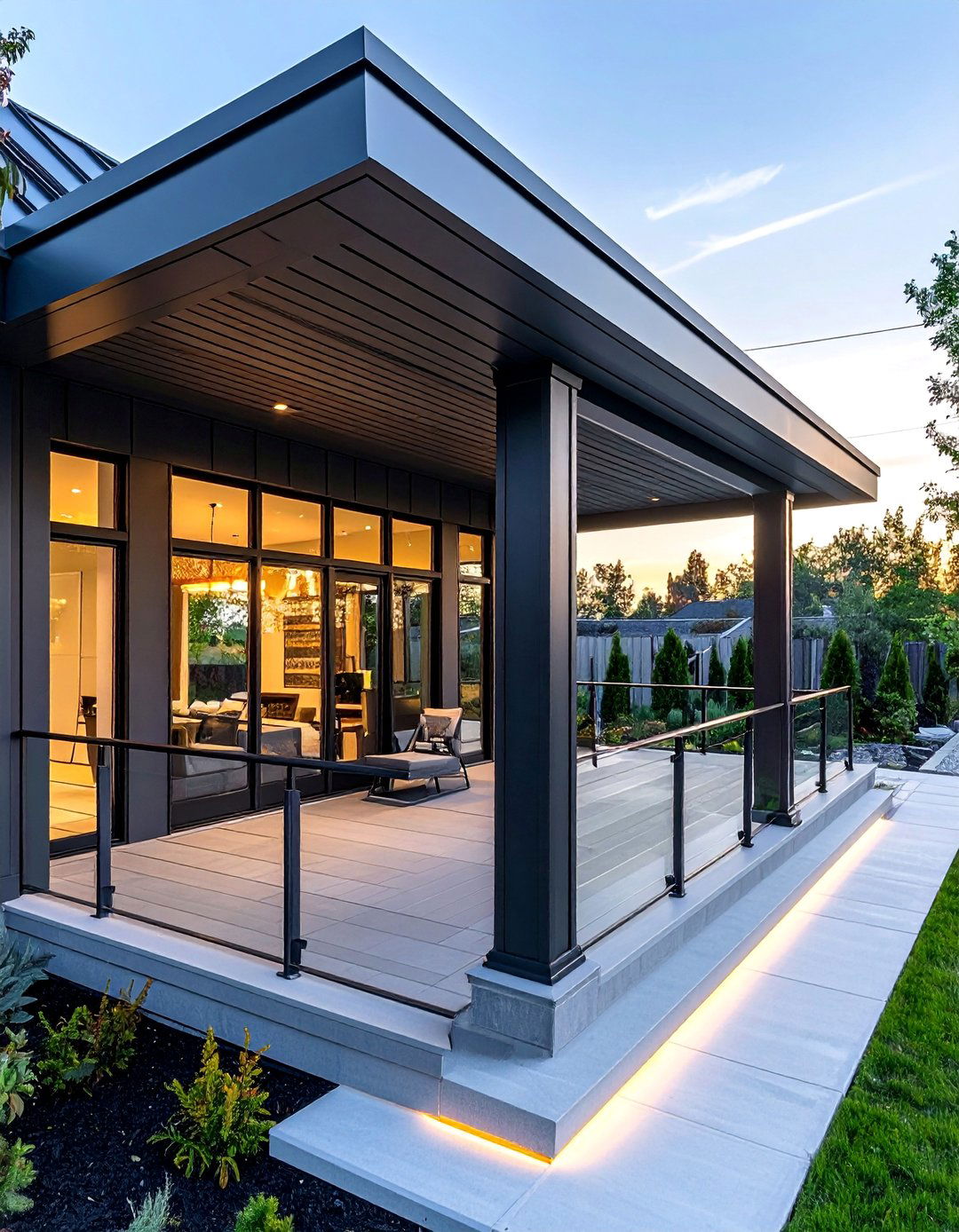 Standing Seam Modern Porch Design - 30 Metal Roof Porch Design Ideas for Durability