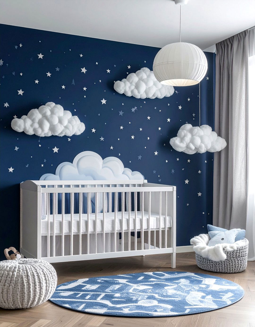 Starry Night Sky with Fluffy Clouds - 15 Cloud-Themed Nursery Ideas for a Dreamy Baby Room