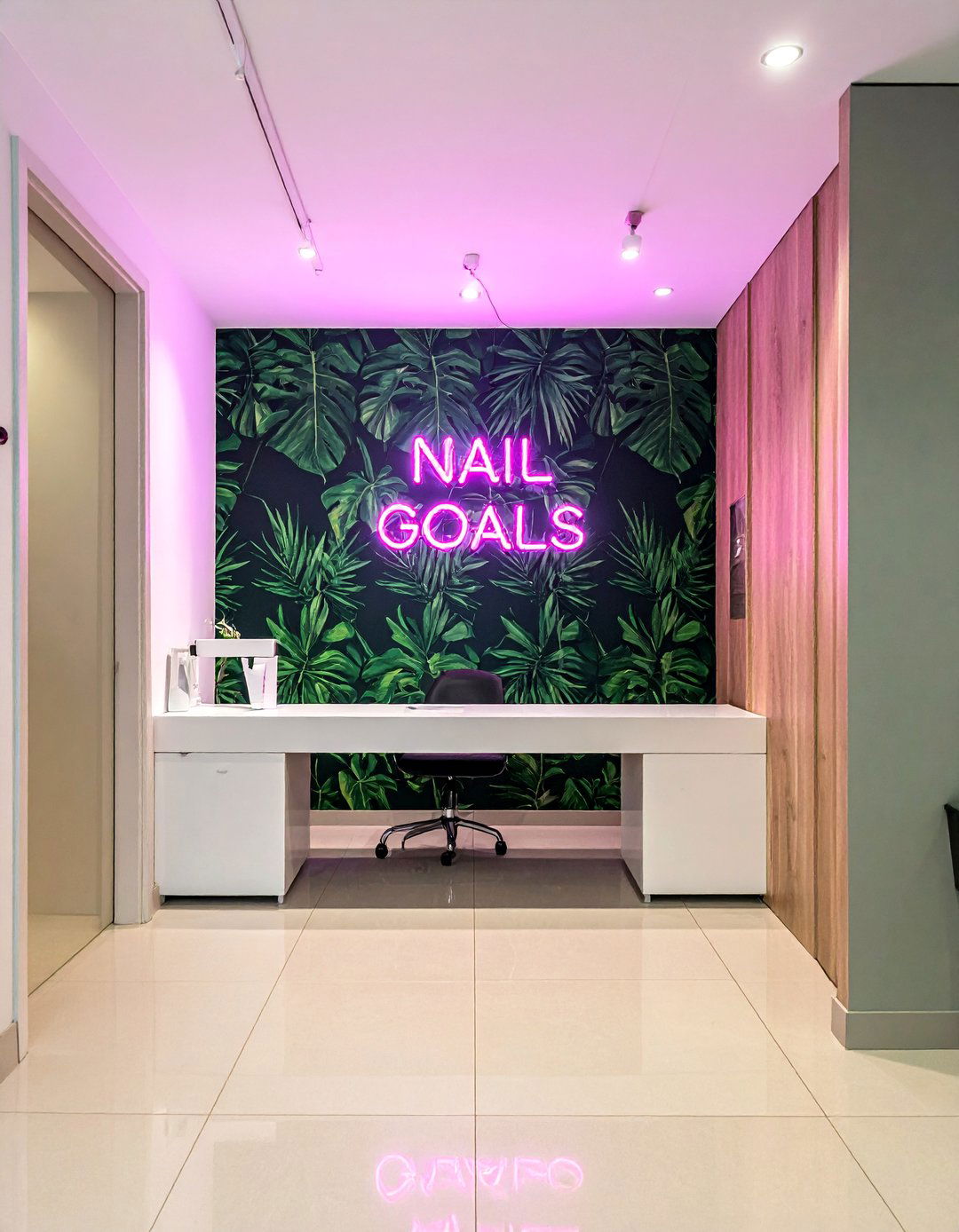 Statement Neon Signage Nail Salon Design - 30 Nail Salon Interior Design Ideas for a Chic Look