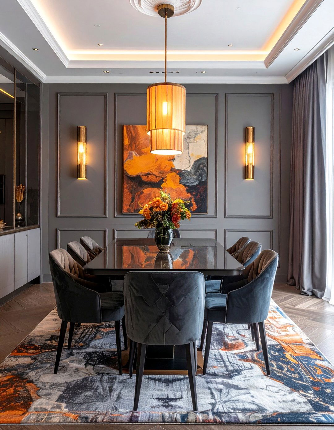 Statement Wallpaper with Coordinated Textiles - 40 Luxurious Dining Room Ideas for Elegant Entertaining