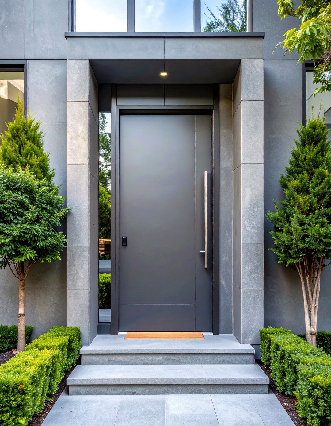 Steel Grey Front Door for a Minimalist Home - 25 Grey Front Door Ideas for a Stylish Entrance