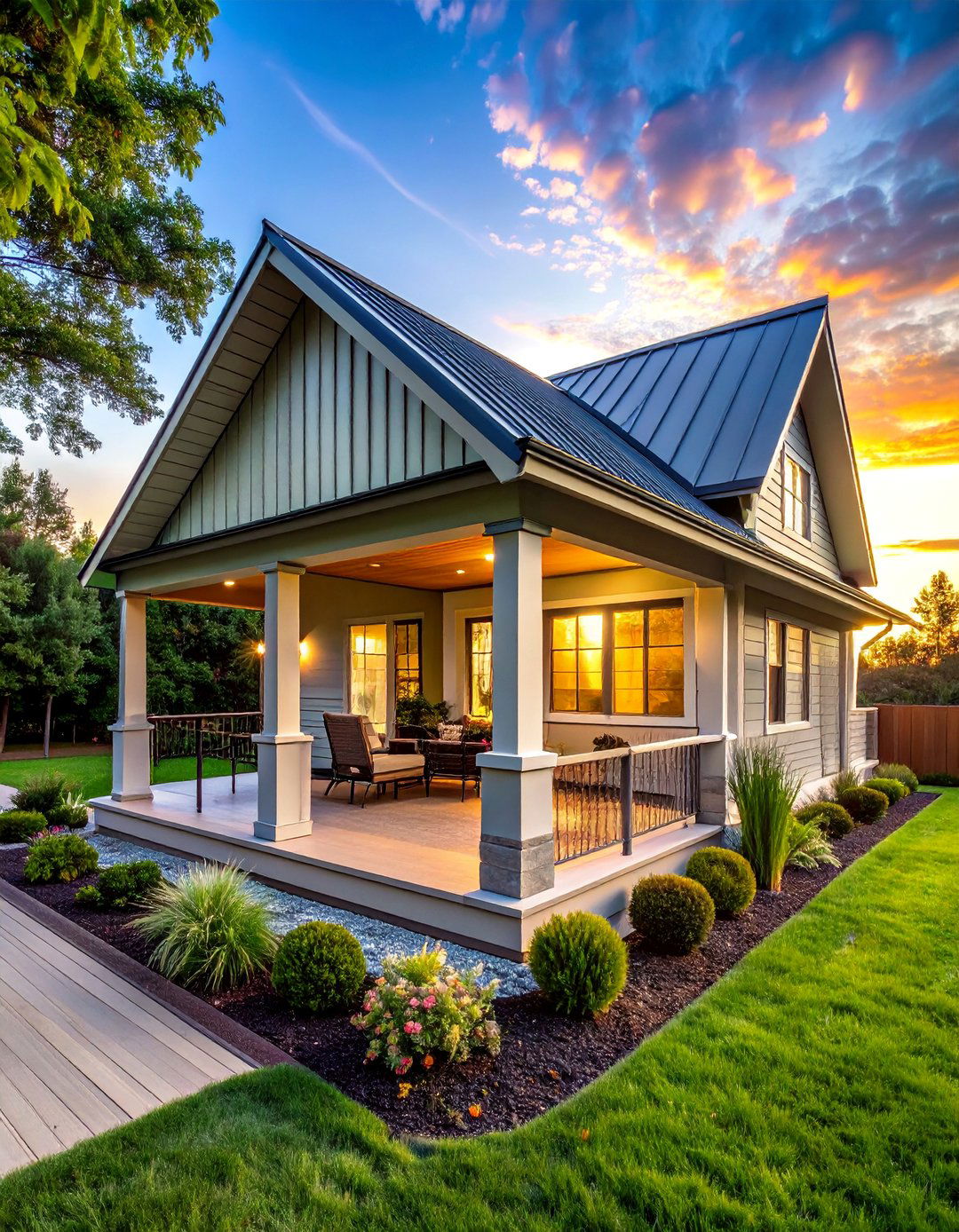 Steel Metal Roof Durable Porch Cover - 30 Metal Roof Porch Design Ideas for Durability