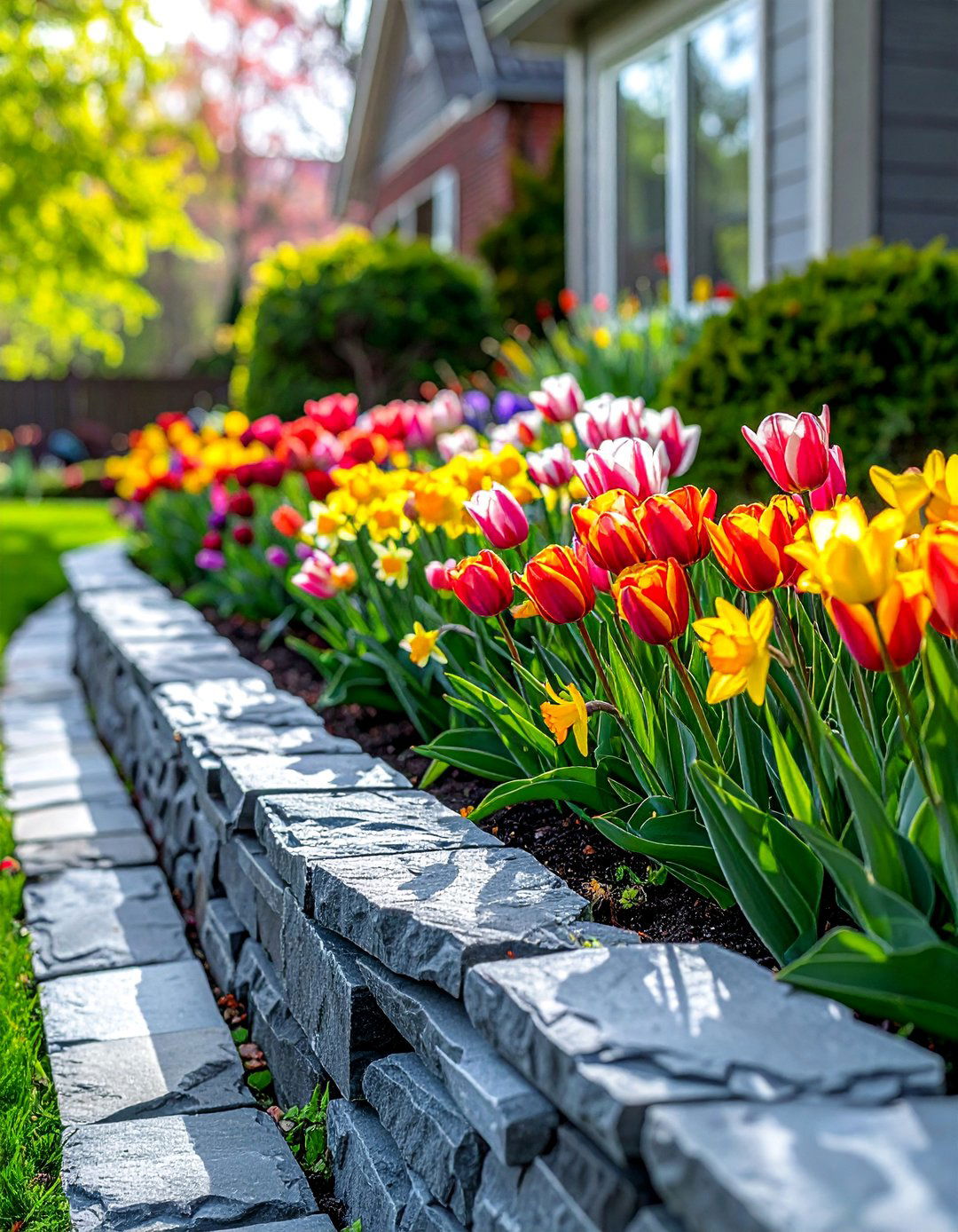 Stone Border Edging for Clean Flower Beds - 40 Small Front Yard Landscaping Ideas to Boost Curb Appeal