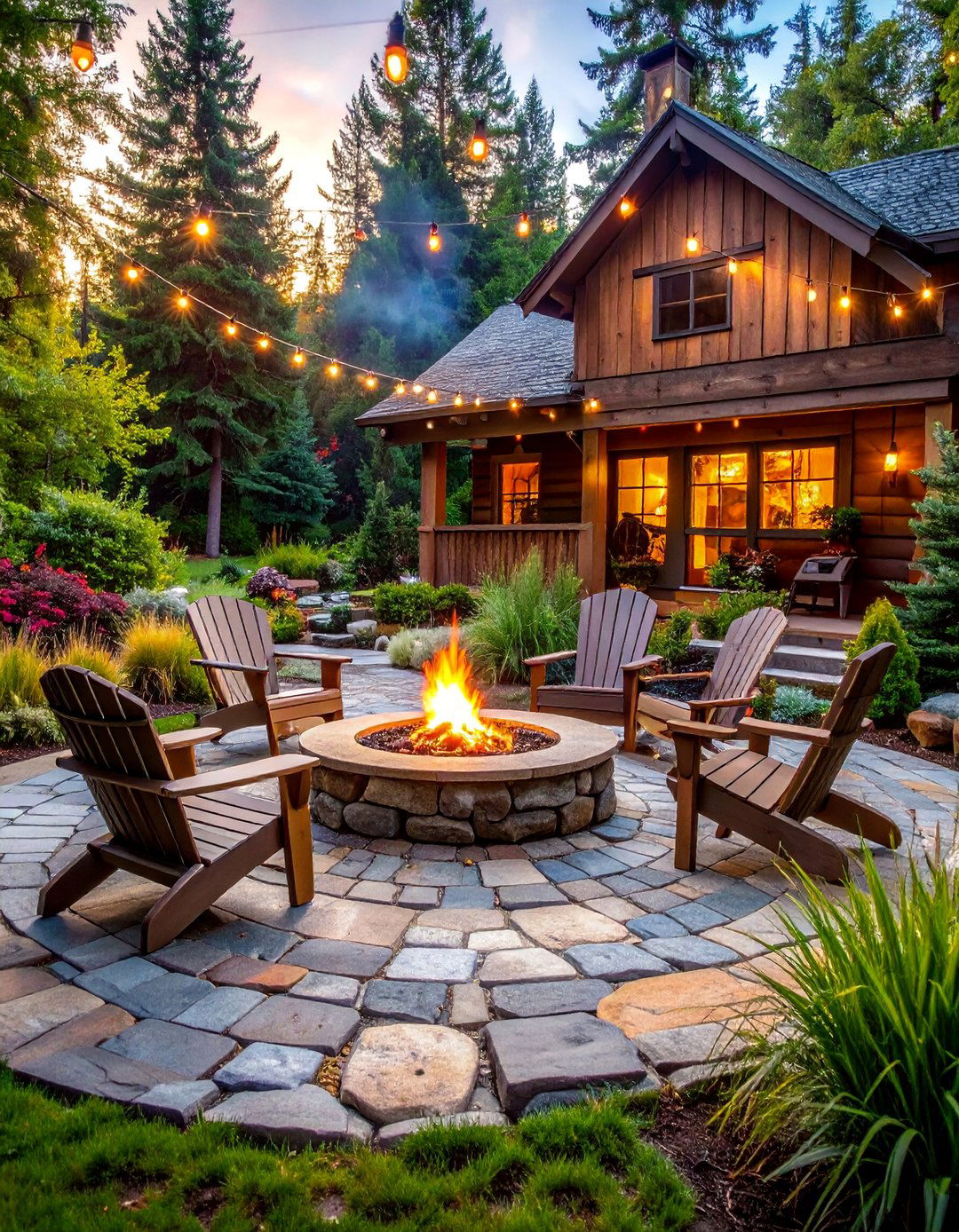 Stone Fire Pit Gathering Areas - 25 Log Cabin Landscaping Ideas for Rustic Appeal