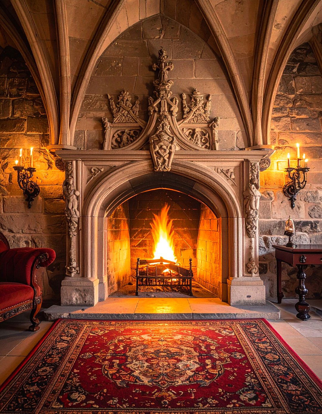 Stone Fireplace Mantels and Hearth Design - 20 Castle Living Room Ideas for a Royal Ambiance
