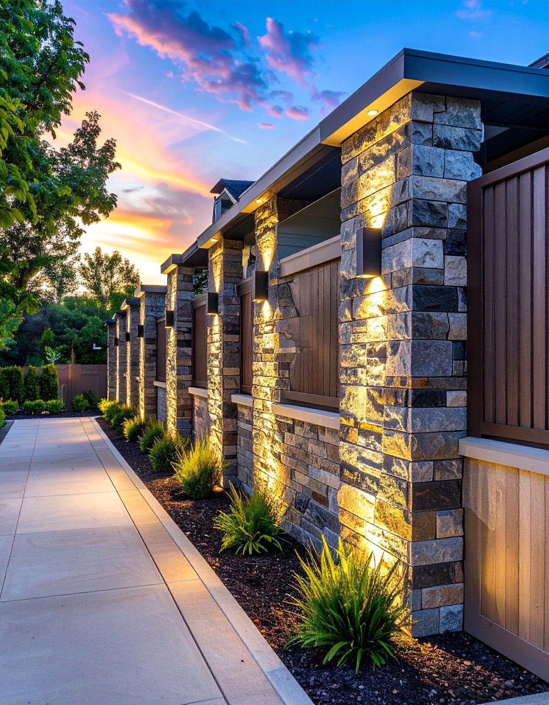 Stone Veneer Fence Wall - 25 Decorative Fence Ideas to Enhance Your Outdoor Space