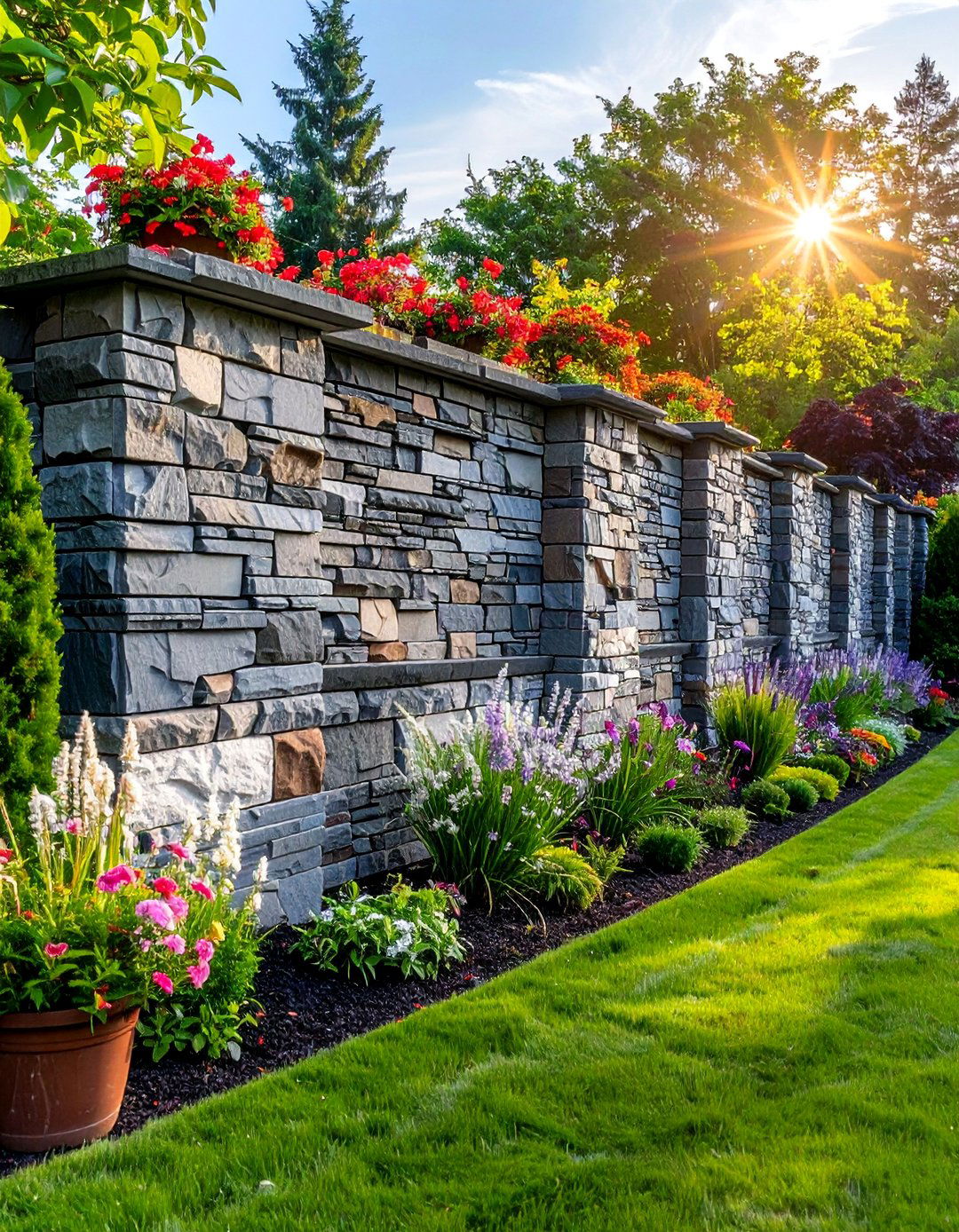 Stone Veneer Garden Fence - 40 Garden Fence Ideas to Enhance Your Outdoor Space