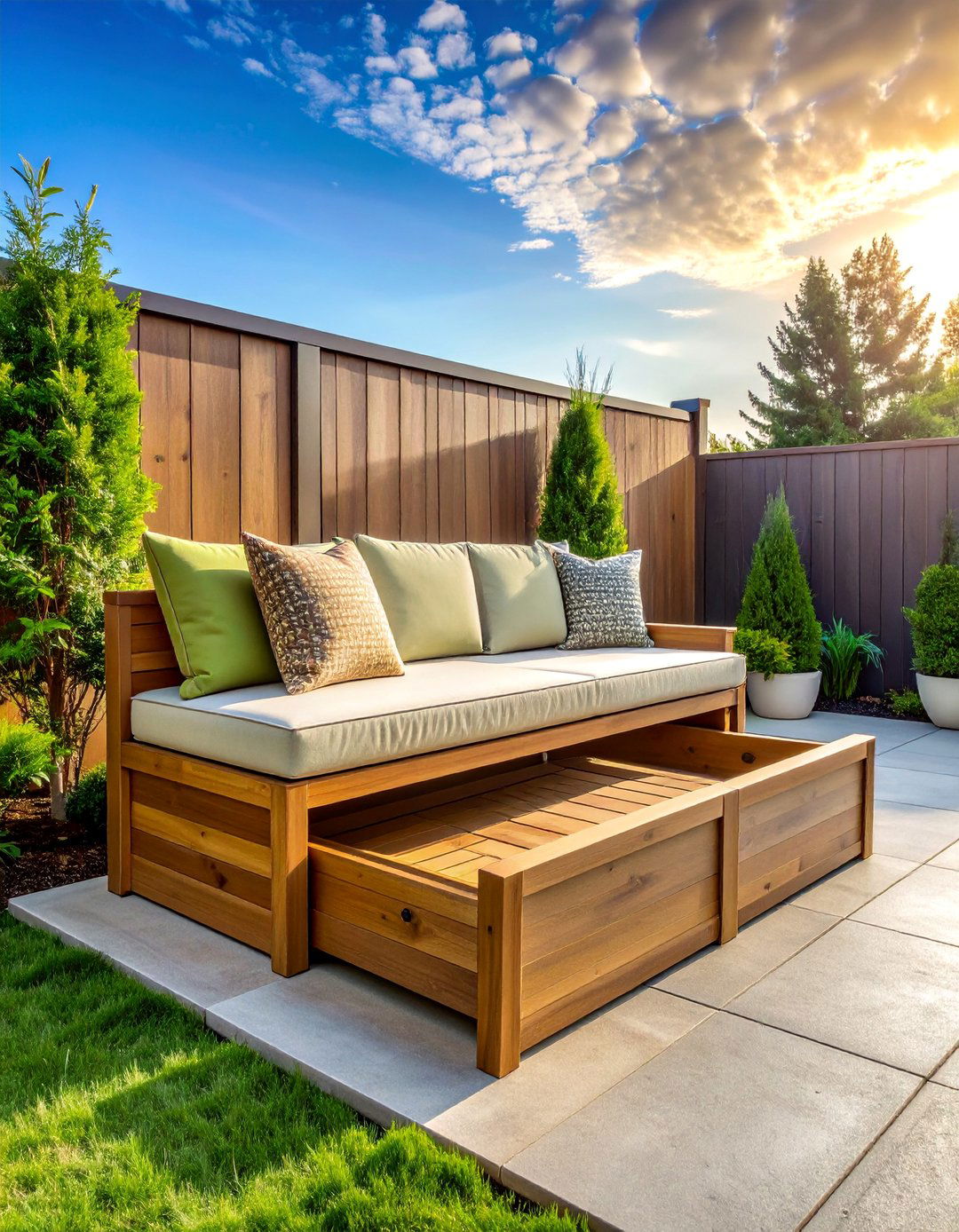 Storage Bench Efficiency - 40 Cozy Outdoor Seating Ideas for Your Backyard