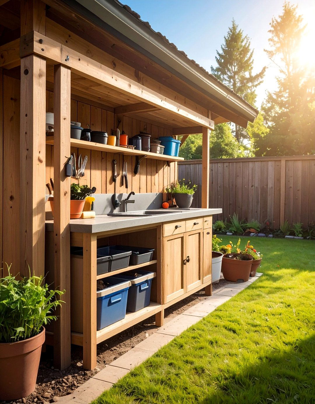 Storage Heavy Organization System - 20 Mud Kitchen Ideas for Outdoor Play Fun