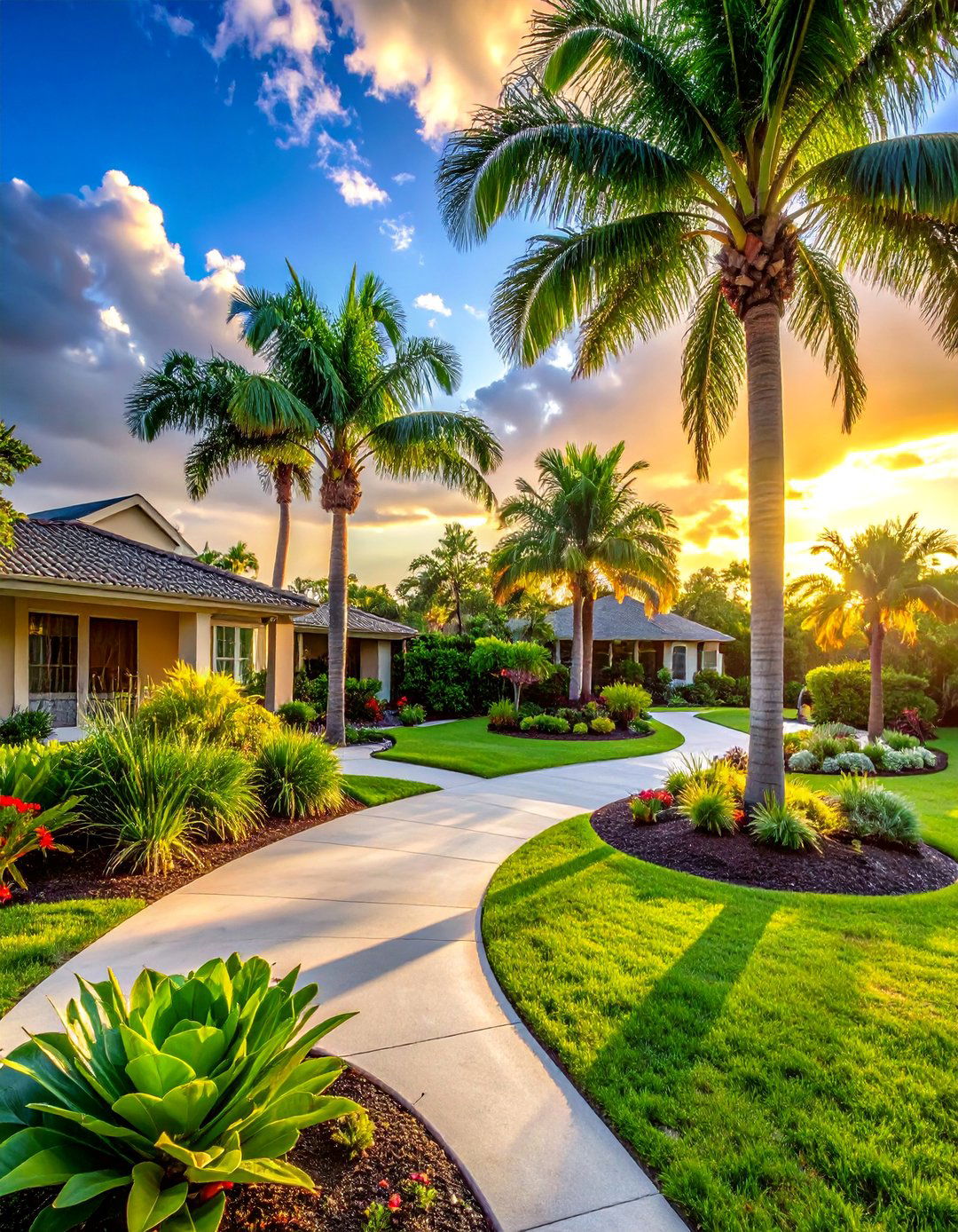 Storm Resistant Coastal Defense - 30 Front Yard Palm Tree Landscape Design Ideas
