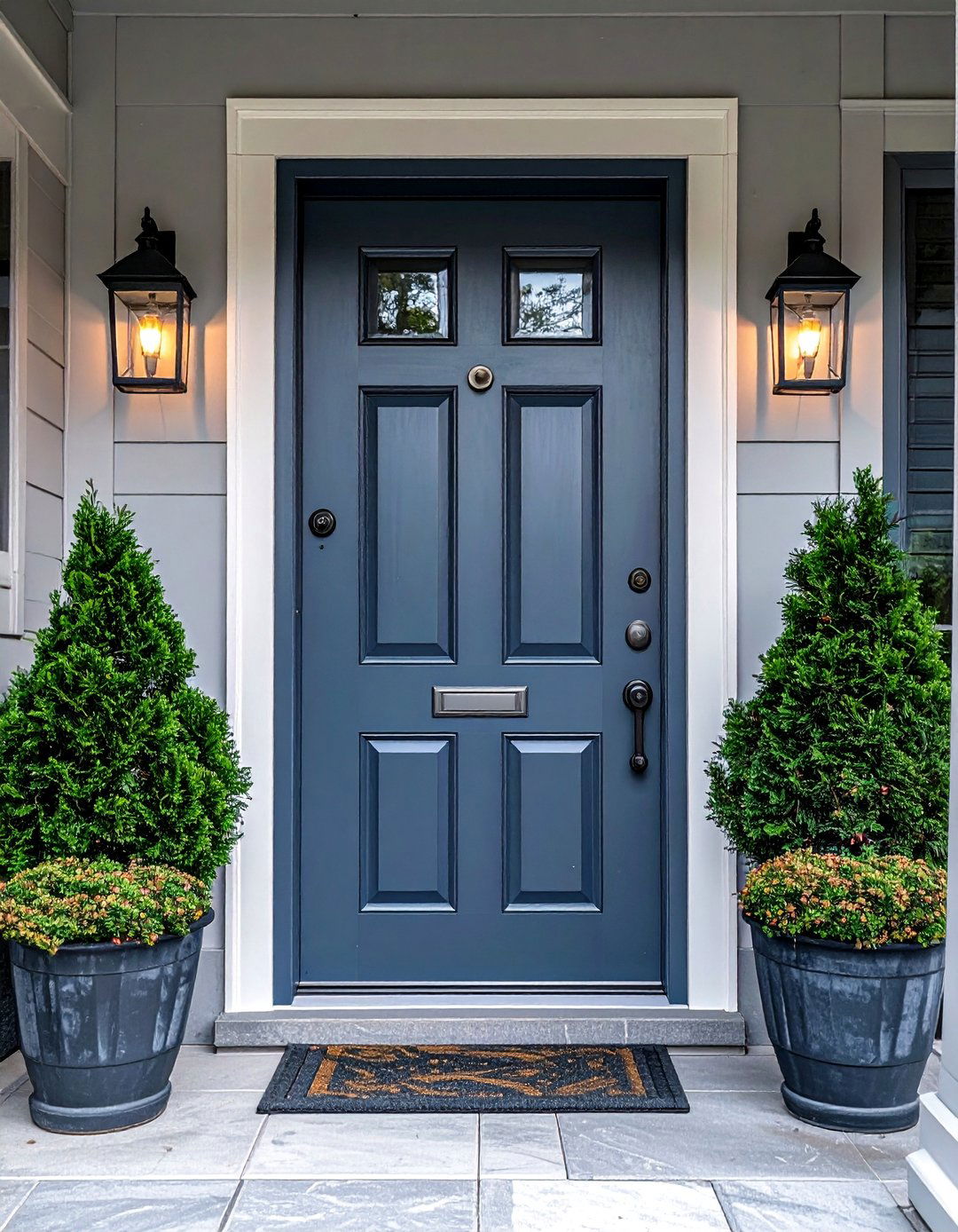 Stormy Grey Front Door with Pewter Hardware - 25 Grey Front Door Ideas for a Stylish Entrance