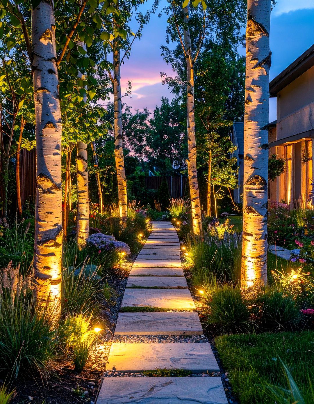Strategic Lighting for a Narrow Garden - 20 Narrow Garden Ideas to Maximize Small Spaces