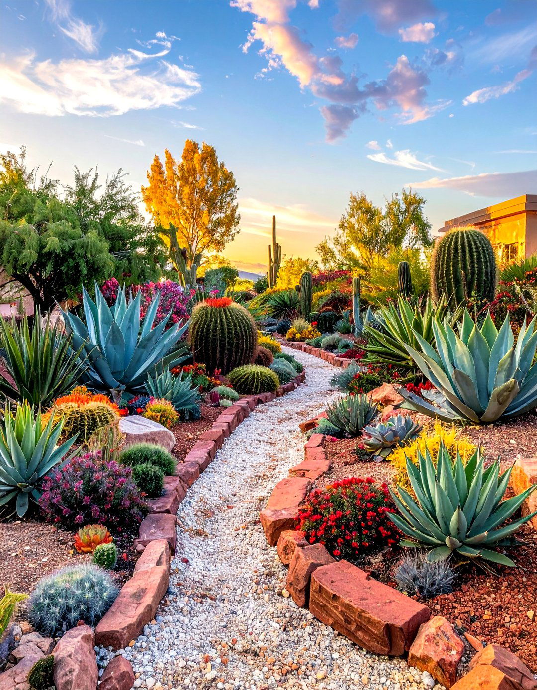Succulent Desert Creek Display - 30 Front Yard Dry Creek Bed Landscaping Ideas